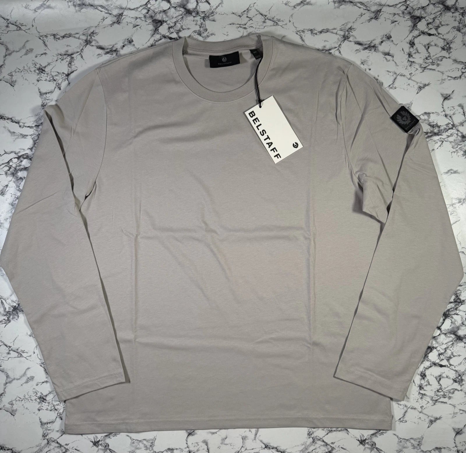 BELSTAFF Mens Ash Grey Long Sleeve Thom Sleeve Logo T Shirt SIZE 3XL BNWT