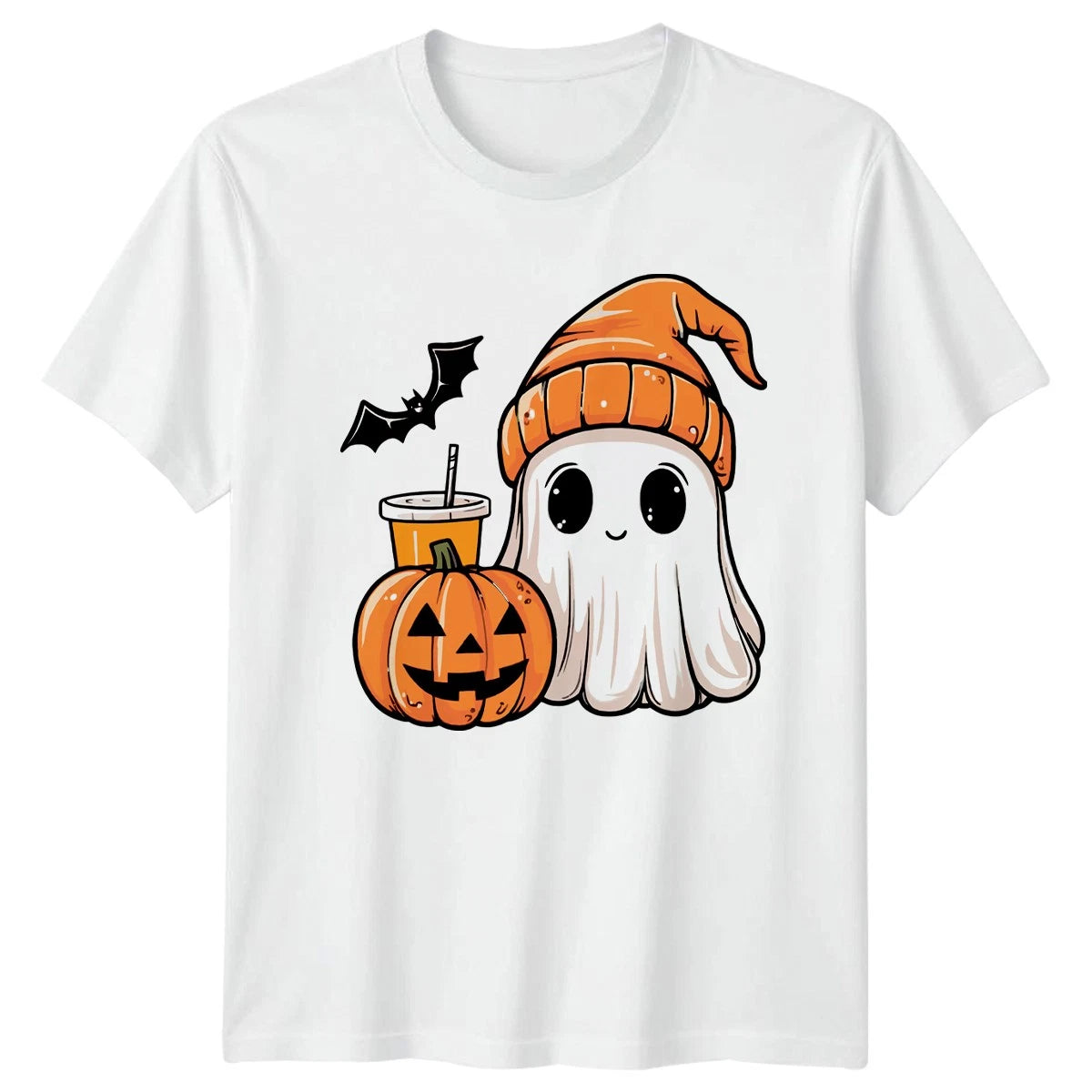 Cute Ghost Coffee Pumpkin T-Shirt Halloween Gift For Him And Her