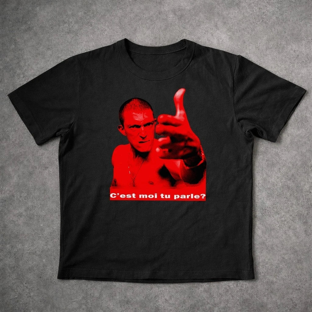 La Haine T-Shirt Vincent Cassel Vinz Movie Tee - French Cult Cinema Black Shirt