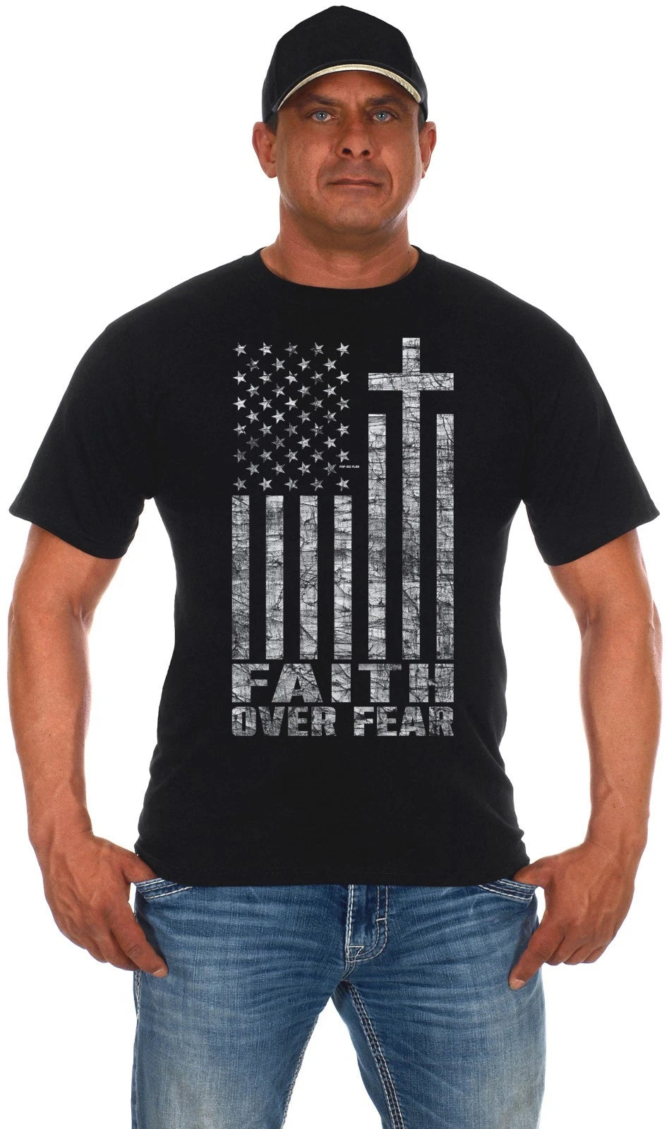 JH Design Men's Religious Faith Over Fear T-Shirt in 10 Colors