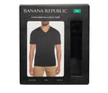 3-Pack Banana Republic Men's V-Neck Tee, Cotton Stretch Tagless BLACK OR WHITE