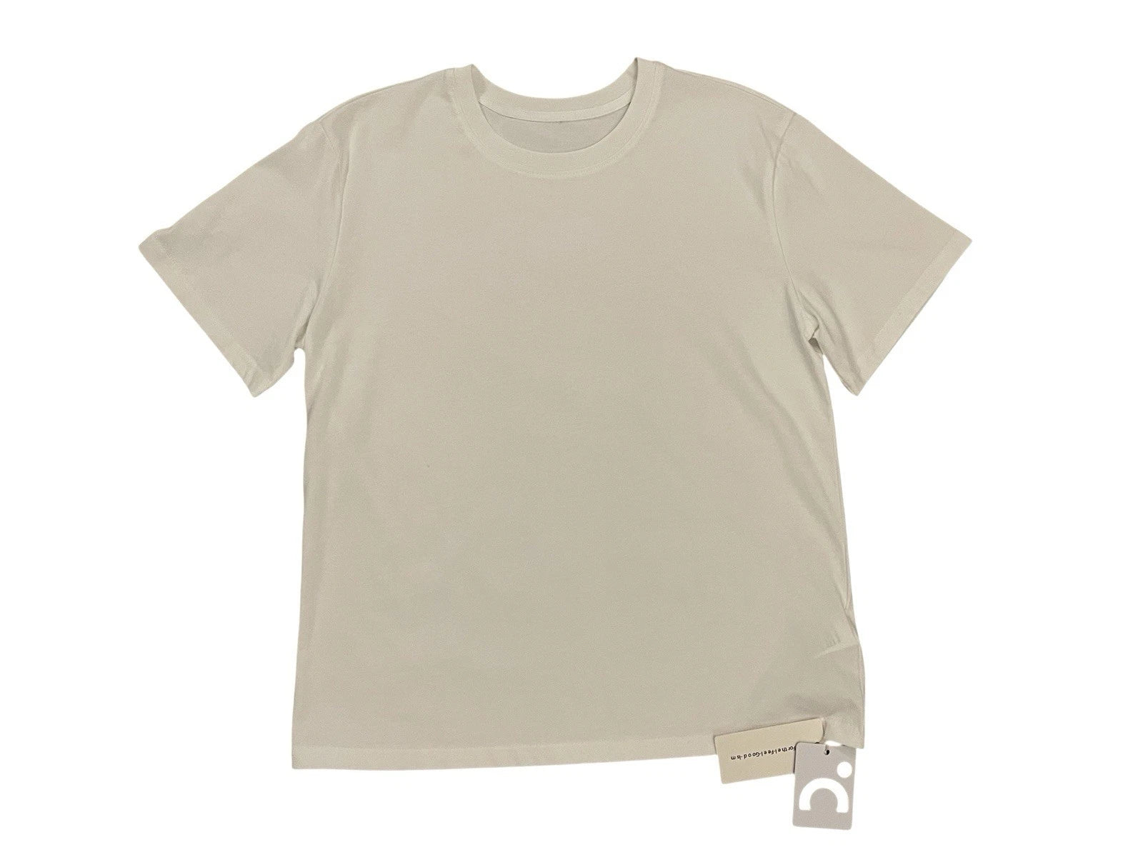 COMMENSE Mens Small Relaxed Boxy White Shortsleeve Minimalist Crewneck T-Shirt