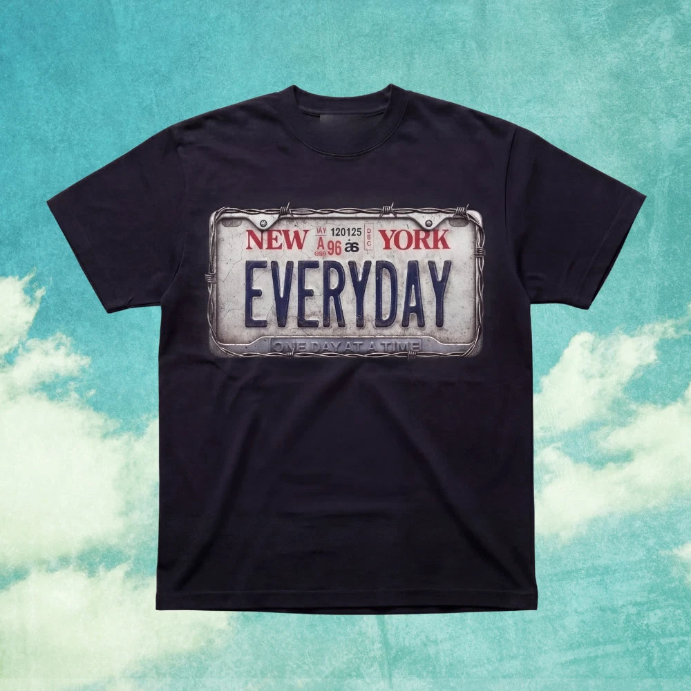 New York Everyday License Plate Graphic T-Shirt Streetwear Tee S-5XL