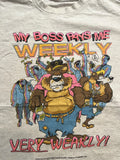 Vtg T-shirt Funny Boss Bear Large Neon Colors 90’s Chocolate Creative
