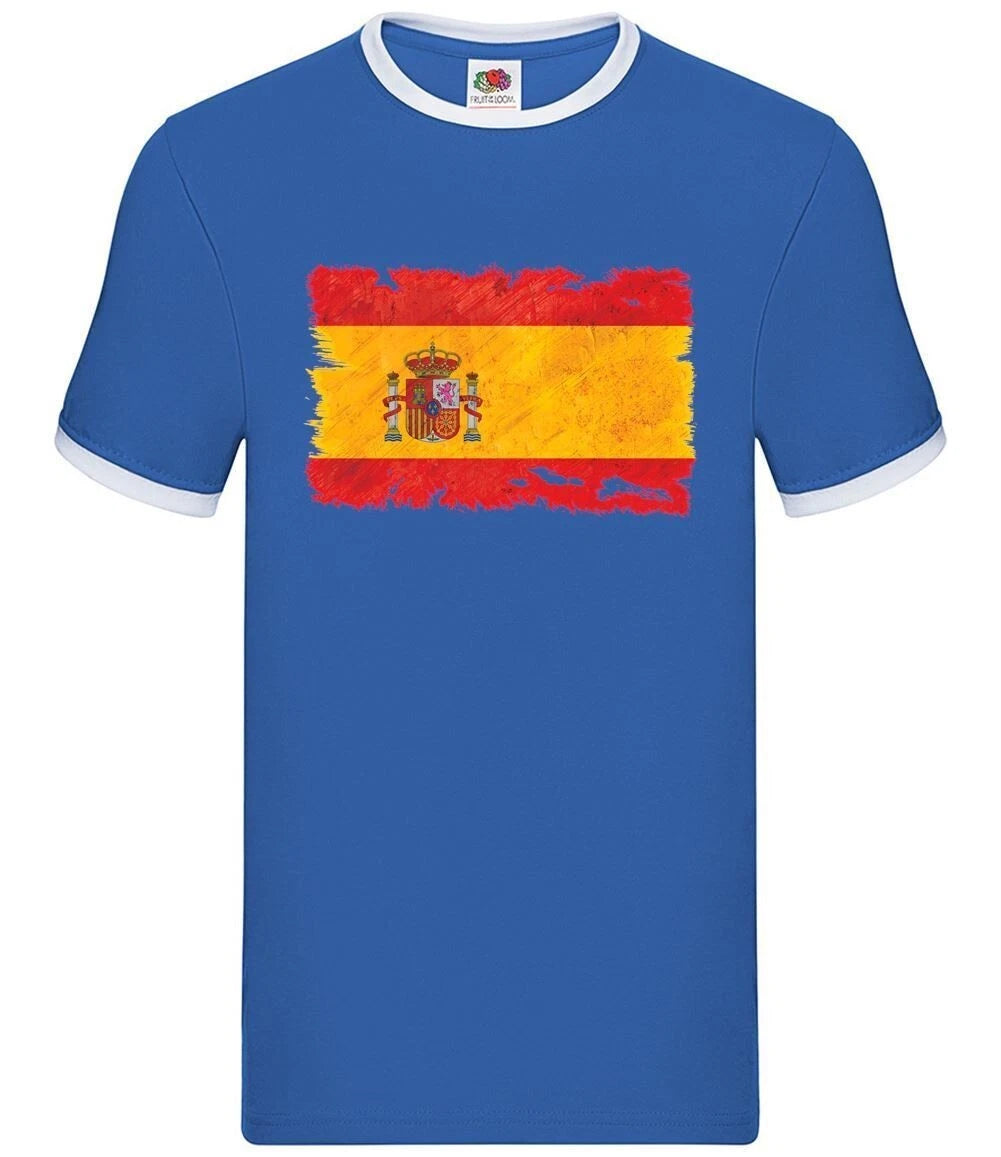 Spain Grunge Style Flag - Mens Ringer - Madrid Barcelona Country Travel
