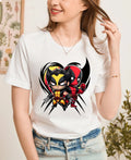 Cute Chibi Superhero Mashup T-Shirt, Comic Mutant Duo Tee, Funny Hero Parody top