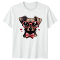 Cute Yorkie Dog Wearing Glasses T-Shirt Yorkshire Terrier Dog Valentines Day