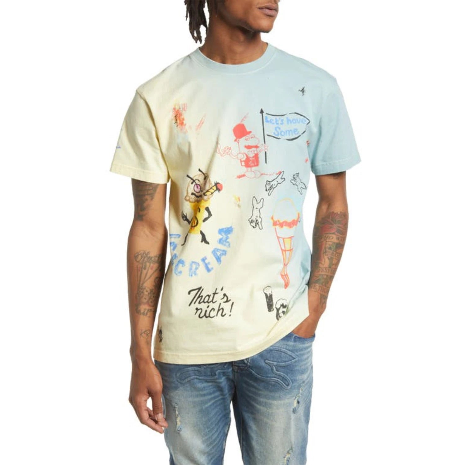 Icecream Mount Drawmore T-Shirt Men Multicolor Graphic Print 100% Cotton FROG431