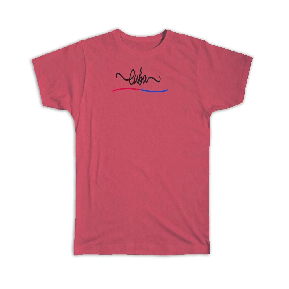 Gift T-Shirt : Cuba Flag Colors Cuban Travel Expat Country Minimalist Lettering