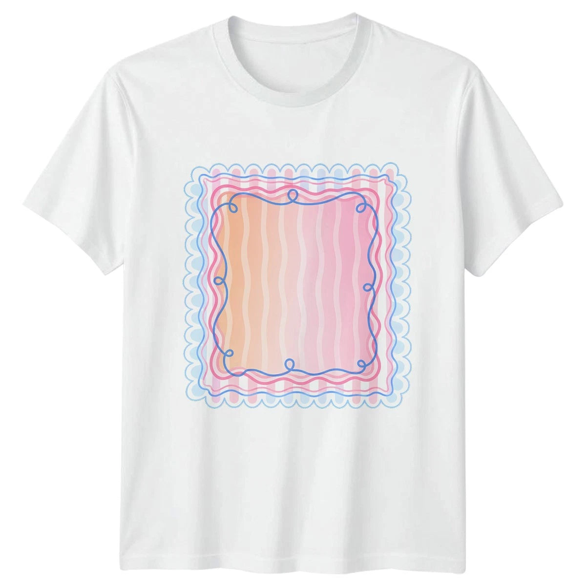 Summer Preppy Aesthetic Womens T-Shirt Pastel Frame Birthday Gift For Her