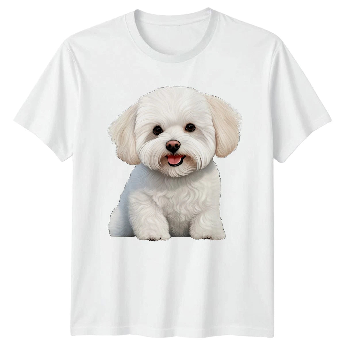 Cute Fluffy Maltese Puppy Dog T-Shirt Pet Animal Art Gift For Him And Her