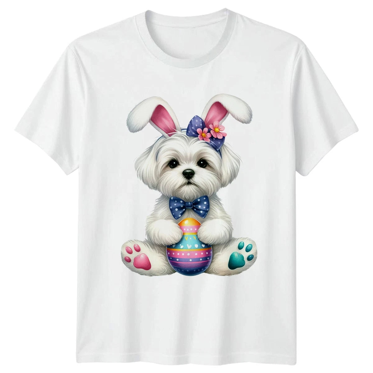 Cute Maltese Puppy With Bunny Womens T-Shirt Maltese Dog Easter Gift For Her