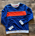 City Streets Young Men's  Long Sleeve White Blue Orange Pullover Top Large NWT