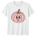 Womens Pink Pumpkin Heart T-Shirt Cute Halloween Gift For Her
