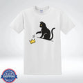 Funny Cat Crown Meme T-Shirt, Minimalist Anti King Humor Tee