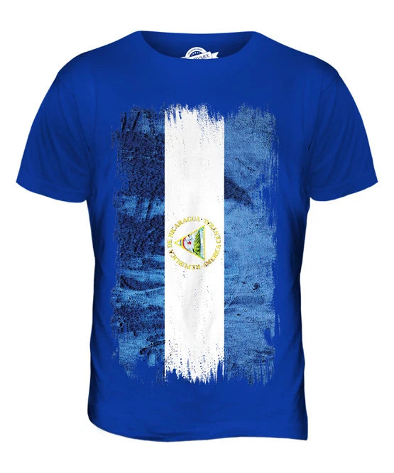 NICARAGUA GRUNGE FLAG MENS T SHIRT TEE SHIRT XS S M L XL 2XL 3XL 4XL 5XL