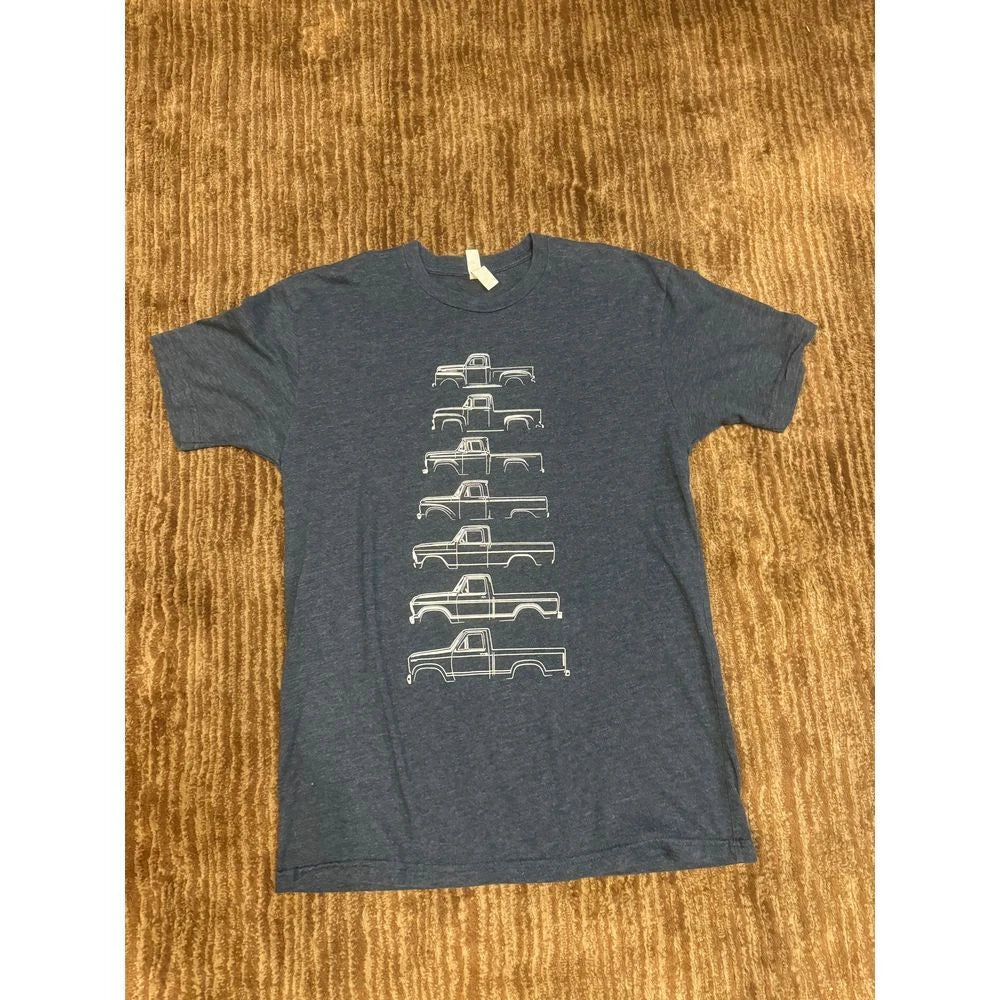 Unique truck Silhouette Graphic T-Shirt Navy Blue Casual Streetwear