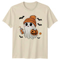 Cute Ghost Pumpkin Halloween Holidays Mens T-Shirt Womens Tee Graphic Unisex Top