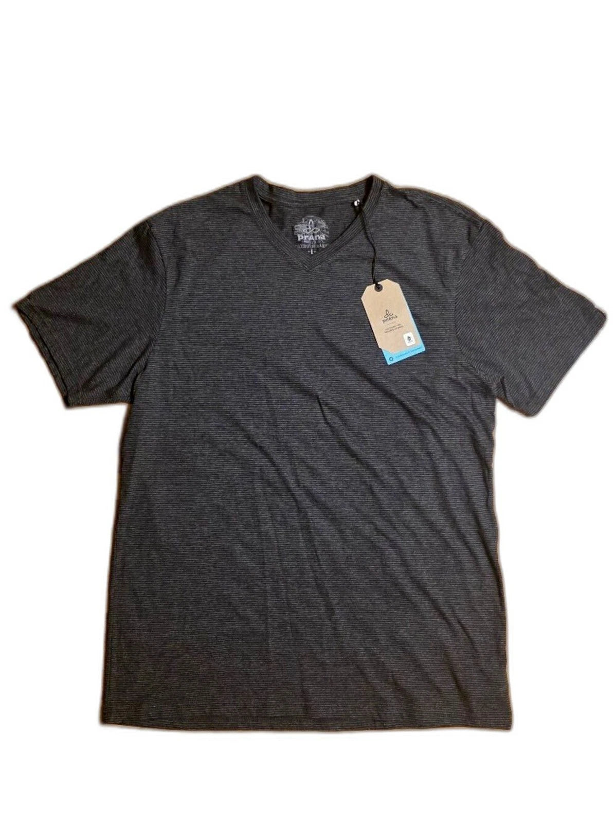 Men's Prana Large New With Tags Charcoal Heather Short-Sleeve V-Neck Shirt
