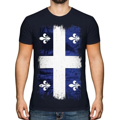 QUEBEC GRUNGE FLAG MENS T-SHIRT TEE TOP GIFT SHIRT CLOTHING JERSEY