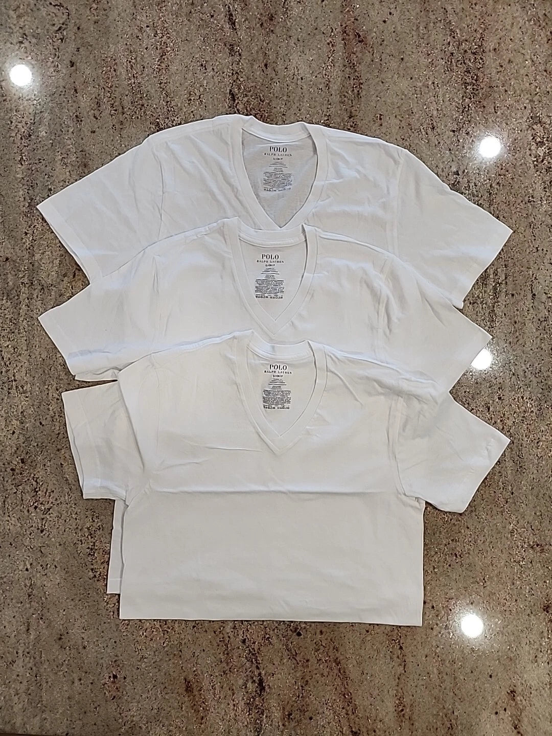 New Men's RALPH LAUREN  POLO Set Of 3 V-neck Cotton Classic Fit T-shirt size S
