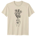 Hand Holding Flowers Aesthetic Womens T-Shirt Botanical Nature Mothers Day