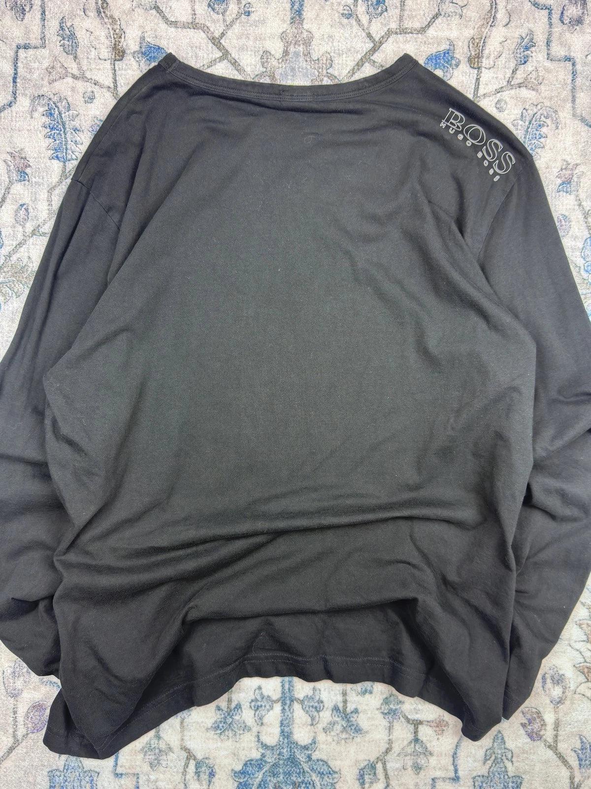 BOSS Designer Minimalist Long Sleeve T-Shirt Black Mens L Regular