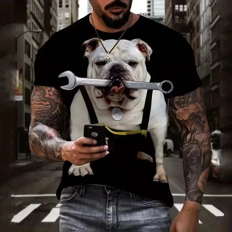 T Shirts Fashion Dog White Black Casual Short Sleeve Novelty Trendy T-Shirt Tee