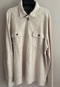 MENS LANDS END Beige Tan Collar  1/4 ZIP PULLOVER LONG SLEEVE SHIRT LARGE 42-44