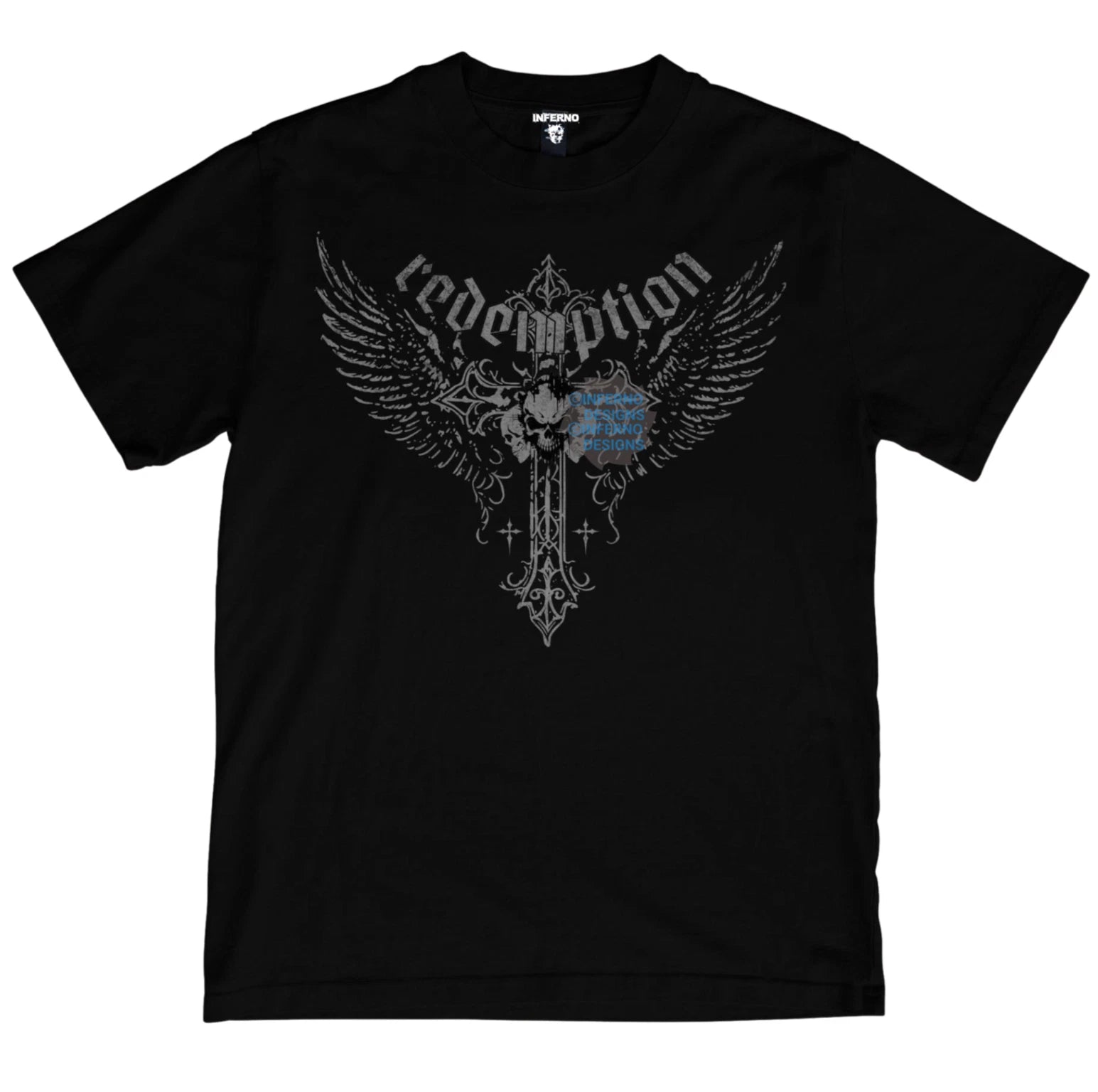 Y2K Grunge Skull Cross Tshirt, Gothic Cross, Alternative clothing, Wings Y2K Tee