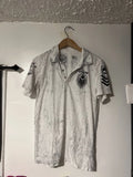 Affliction Graphic Polo Shirt White Size Medium