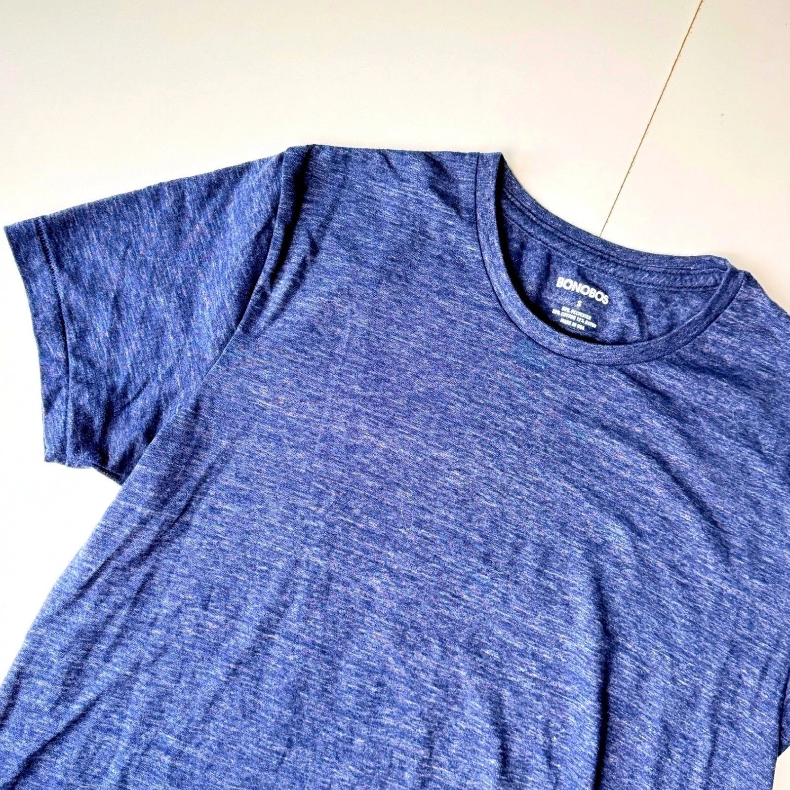 Bonobos Mens Small Blue Heathered Tri-Blend Crew Neck Short Sleeve T-Shirt USA