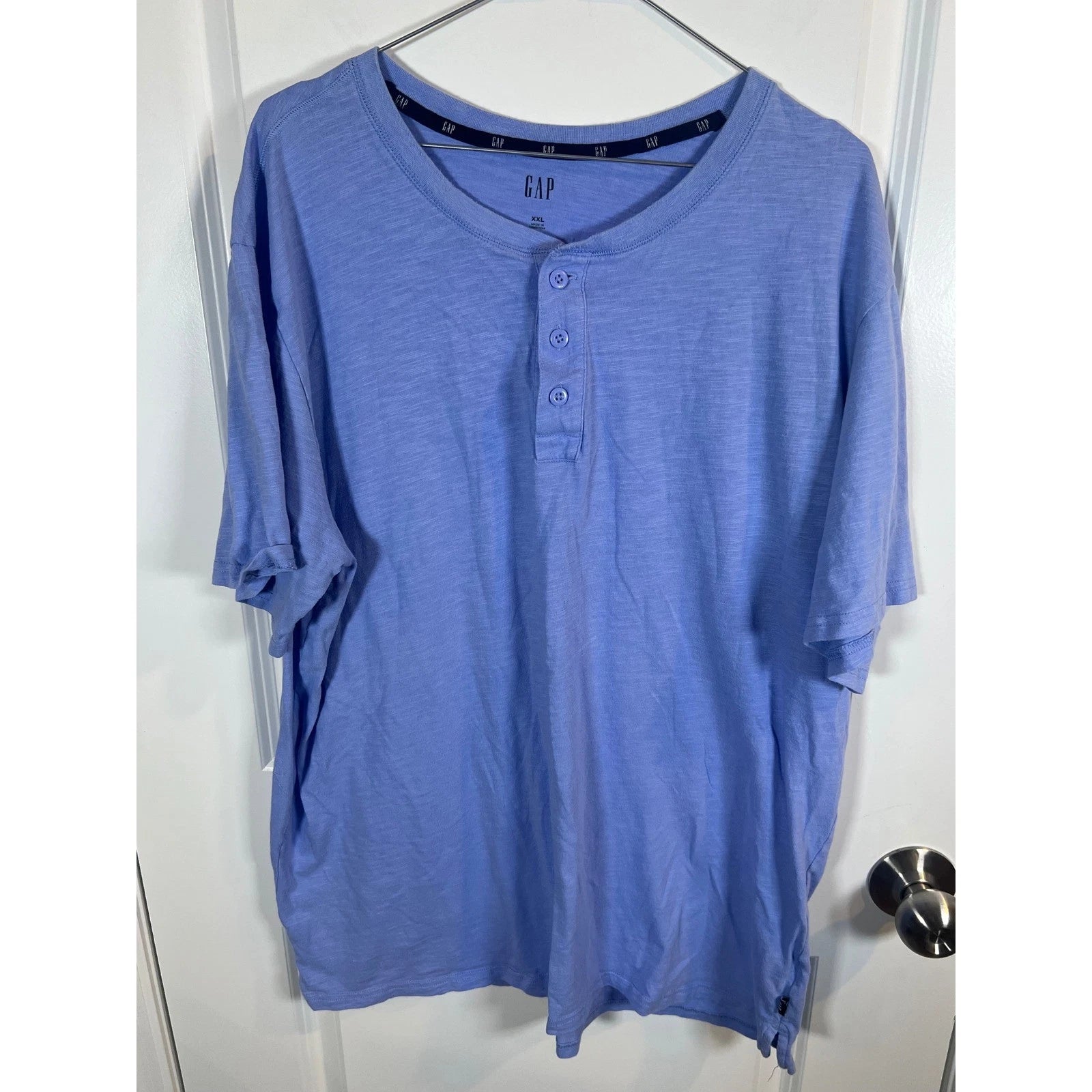 Gap Mens Henley Shirt Slub Knit Blue XXL