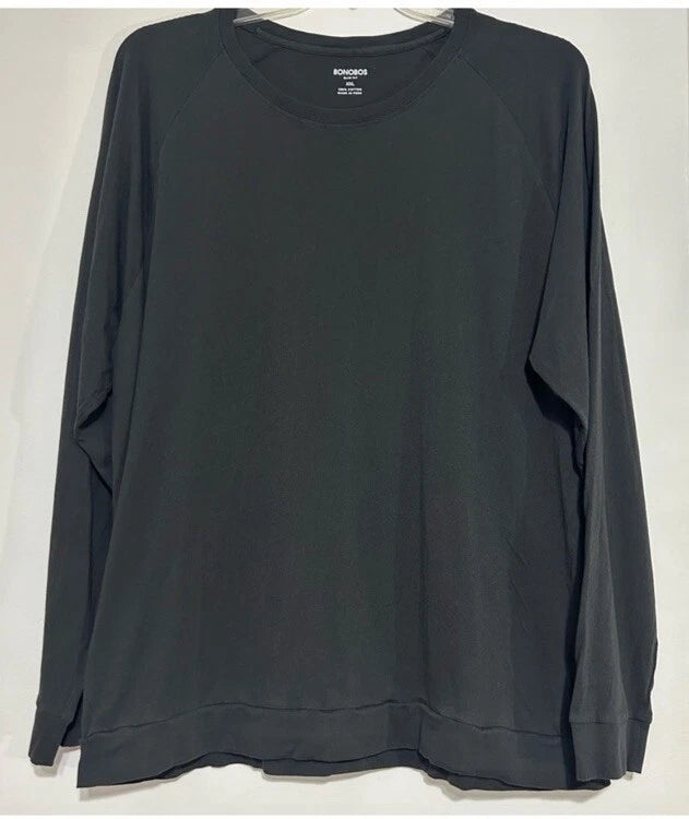 Bonobos Soft Everyday Cotton Long Sleeve Tee Slim Fit in Black Minimalist Sz XXL