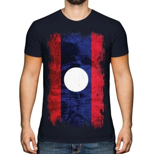 Laos Grunge Flag Men T-Shirt Lao Football Laotian Gift Shirt