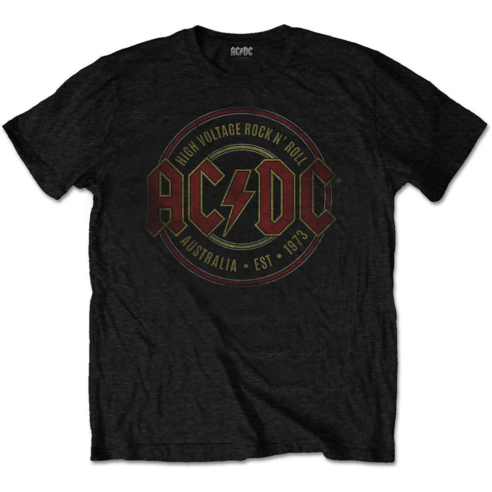 AC/DC T-Shirt Est 1973 Rock ACDC Band Official Black New