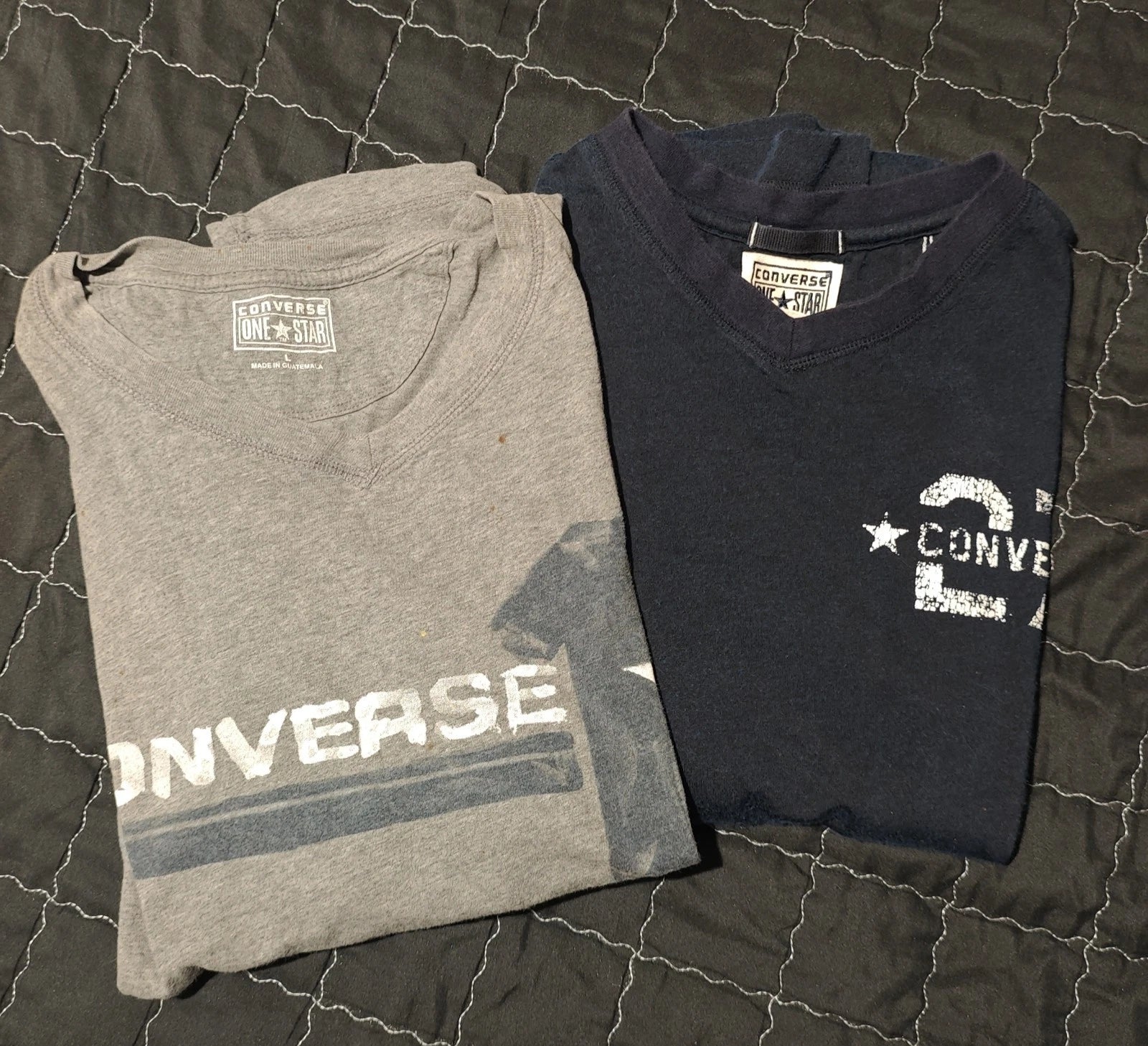 Lot of 2 Converse One Star Men's Short Sleeve Graphic T-shirts Navy/Gray Size L