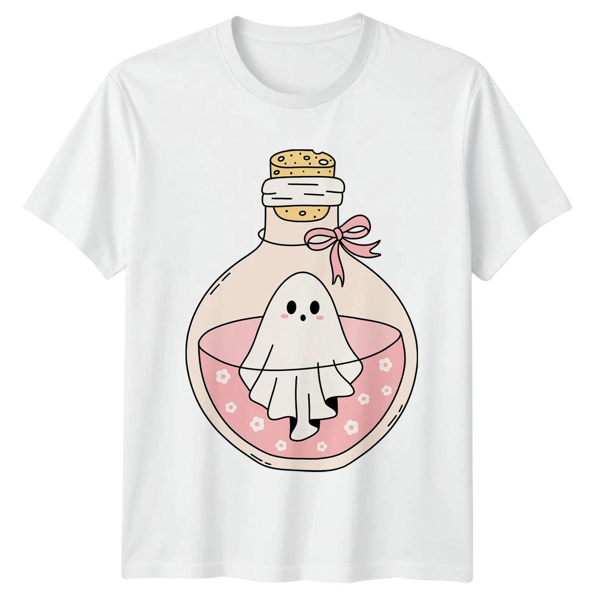 Cute Ghost In Bottle T-Shirt Kawaii Halloween Gift For Him And Her