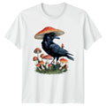 Mystical Raven Mushroom Forest Spirit T-Shirt Woodland Art Nature Birthday Gift