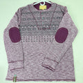 TFG Creative Garments Purple Henley Long Sleeve Shirt Elbow Patch Large