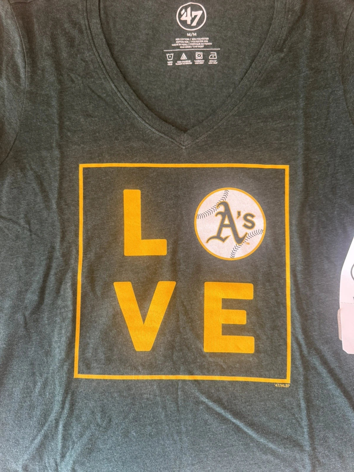 Green Love Athletics Baseball Heart T Shirt for Women size M
