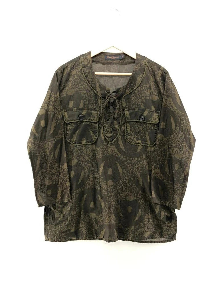 UNDER COVER 05SS Laceup Shirt Allover Pattern Used Stylish Mens/Unisex