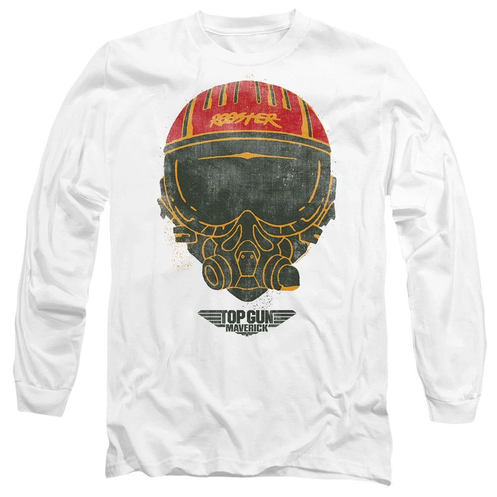 Top Gun Rooster Helmet Long Sleeve Tee S-2XL, White