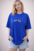VC Playcool Royal Blue Oversized Heavyweight Cotton Graphic Tee Smiley Logo Sz M