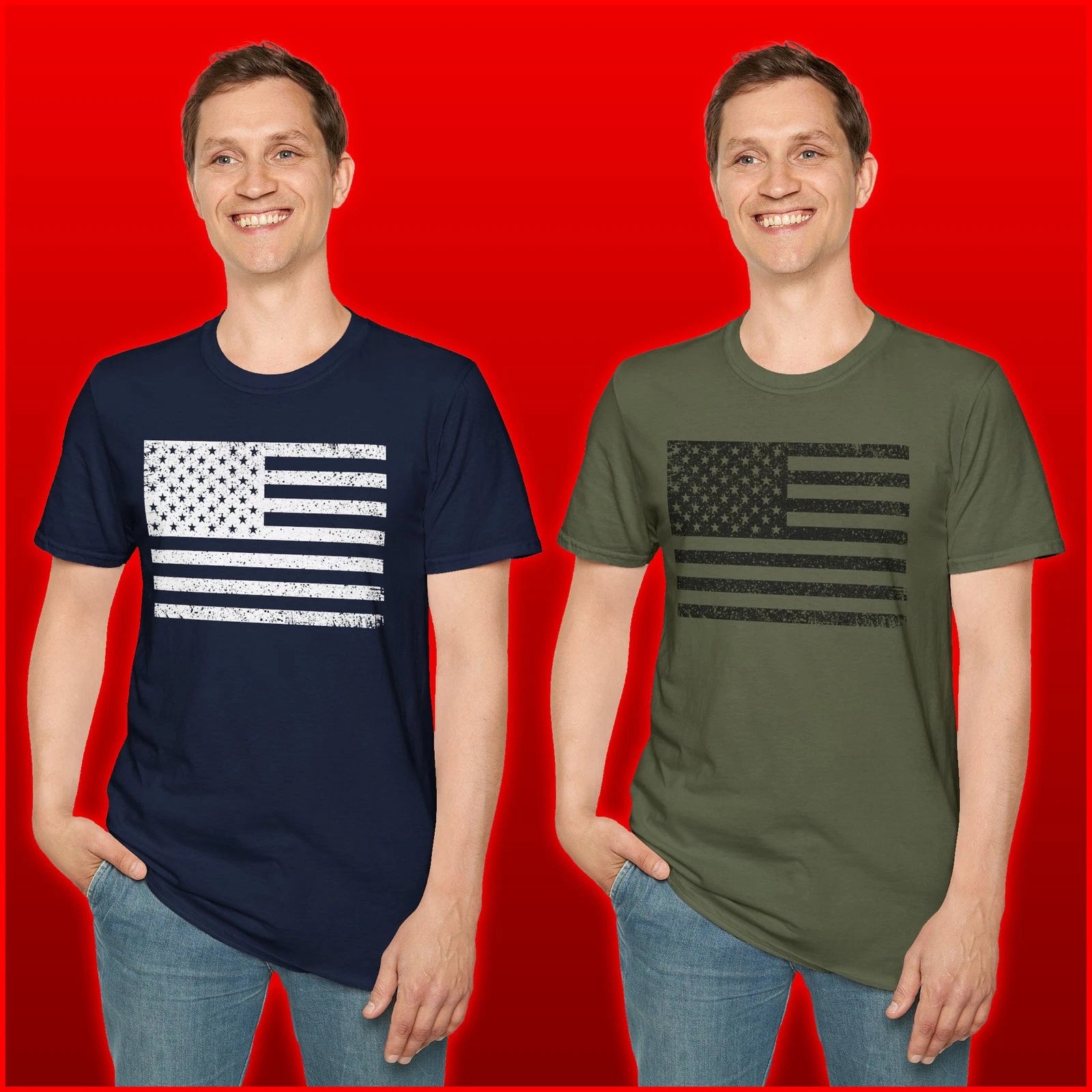 USA Distressed Flag T-shirt Patriotic Proud American Flag Day Art S-3XL Unisex