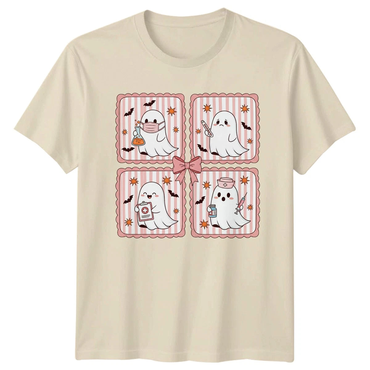 Cute Pastel Ghost Nurse Womens T-Shirt Halloween Nursing Halloween Gift For Her