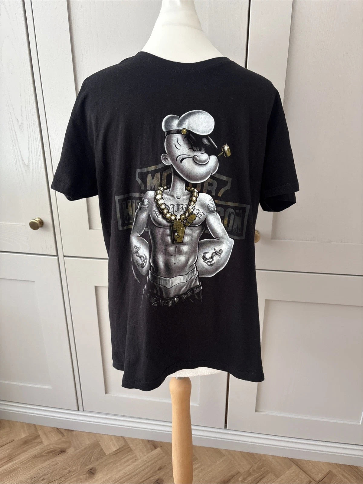 Vintage Y2K Popeye Gangster T-Shirt – Large – Grunge / Streetwear black