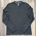 Jockey Outdoors Henley Shirt Mens L Gray Waffle Knit Long Sleeve Cotton Blend