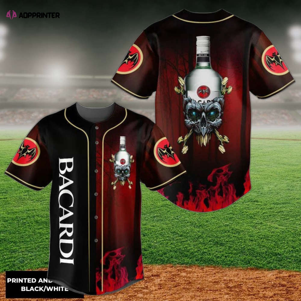Skull With Bacardi Baseball Jersey - Aopprinter