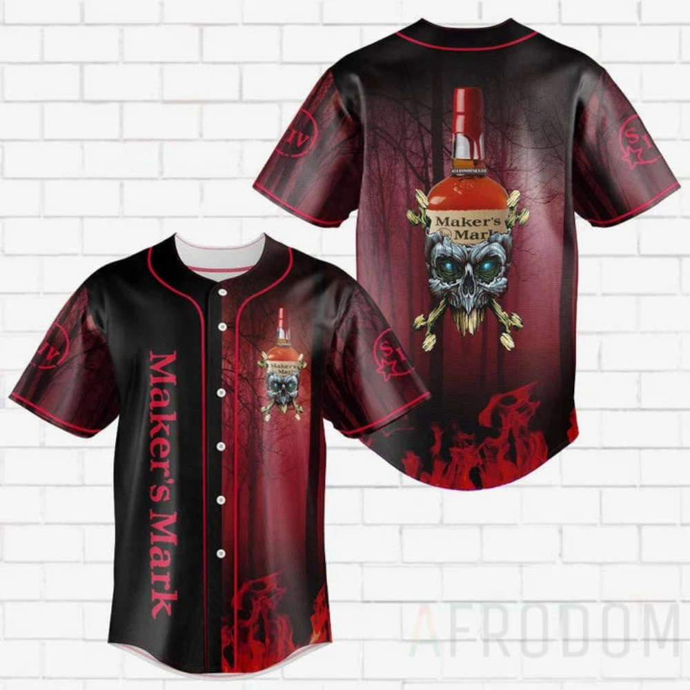 Skull With Maker's Mark Baseball Jersey - Aopprinter